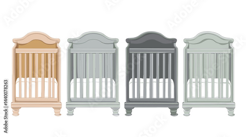 Four Baby Cribs in Neutral Colors
