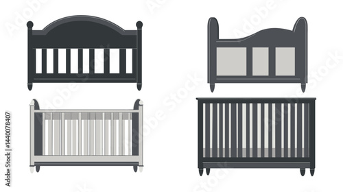 Four Crib Designs in Grey and Black: Classic and Modern Styles