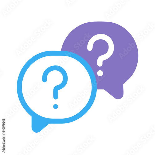 Blue and Purple Question Mark Speech Bubbles on Black Background