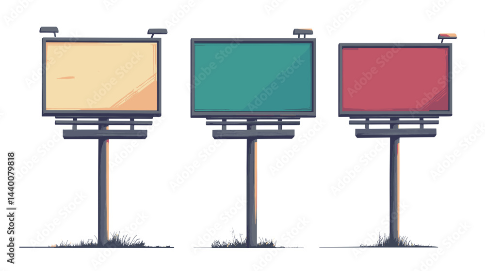 Obraz premium Three Blank Billboards with Pastel Colors