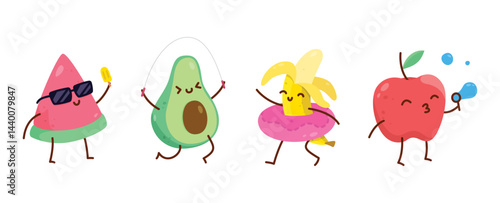 Collection of funny fruit characters