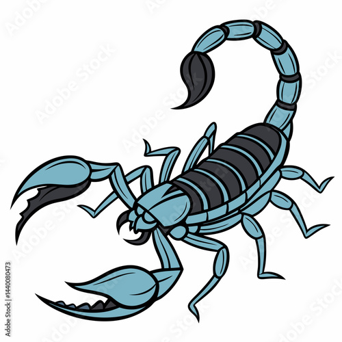 A detailed vector illustration of the venomous Deathstalker scorpion (Leiurus quinquestriatus), highlighting its distinctive features and toxic nature