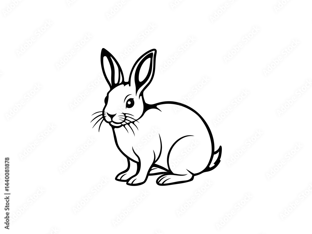 Minimalist Rabbit Line Drawings Adorable Bunny Outline Vector Collection Perfect for Coloring Books, Posters, and Children's Designs.