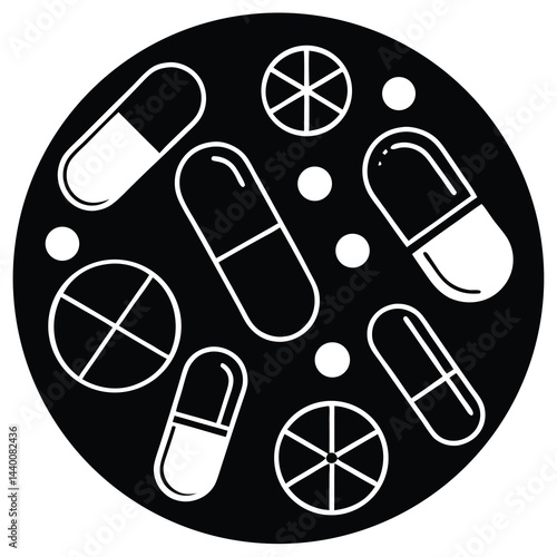 Medical Pills and Tablets Illustration