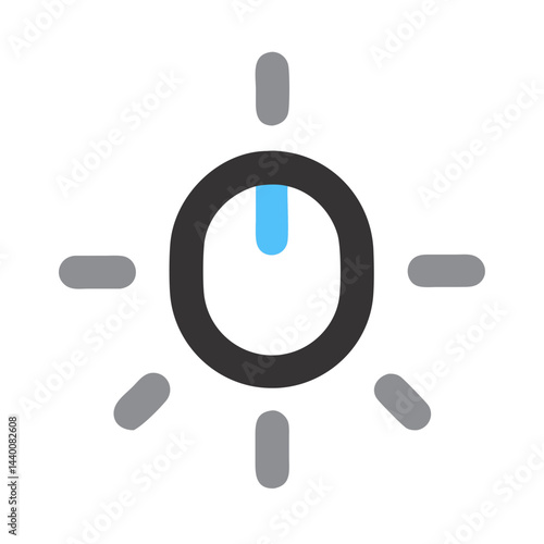 Volume Knob Illustration with Blue Indicator on Black Background
