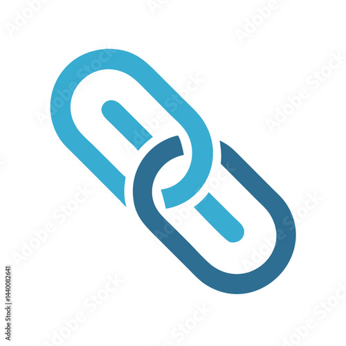 Blue Link Icon on Black Background: Connectivity, Network, and Web Concepts