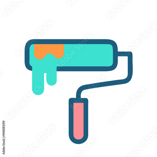  Flat Paint Roller Icon Design