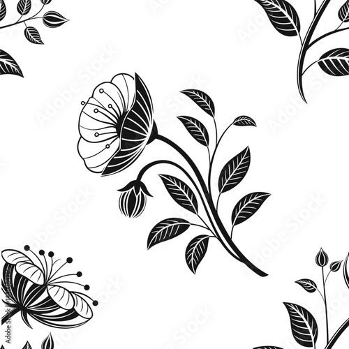 Pattern Floral Silhouette with Radial Petal Pattern Vector Design