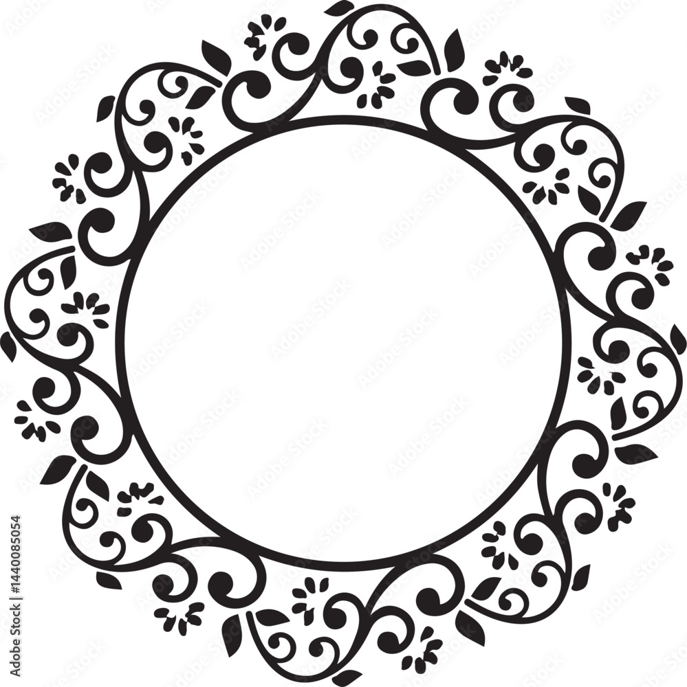 Elegant Floral Round Border Silhouette, Circular Floral Silhouette Frame, Nature’s Round Floral Silhouette, Delicate Circular Flower Border, Intricate Round Floral Border Art Elegant Floral Round Border Silhouette, Circular Floral Silhouette Frame, Nature’s Round Floral Silhouette, Delicate Circular Flower Border, Intricate Round Floral Border Art