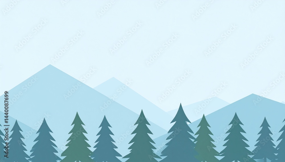 Fototapeta premium Nature landscape mountain range digital illustration serene environment panoramic view tranquil concept