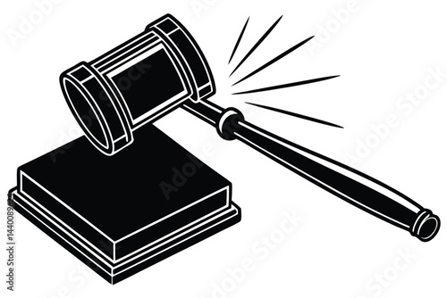 Black and white gavel illustration of justice system and legal matters