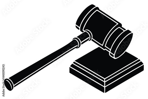 Black silhouette of judge gavel law concept icon justice illustration