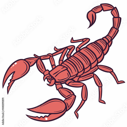 A detailed vector illustration of the Indian red scorpion (Hottentotta tamulus), showcasing its venomous stinger and predatory stance