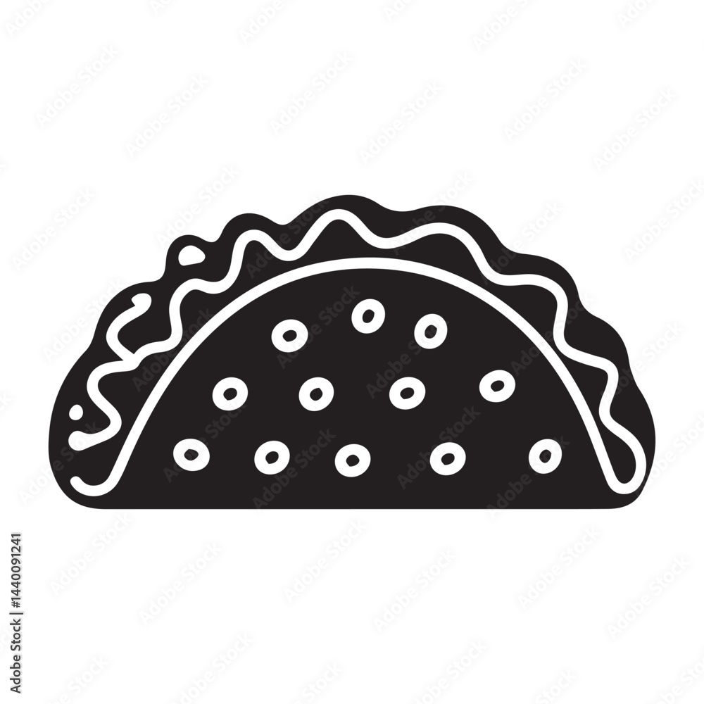Black Taco Graphic Vector Icon for Minimal Designs Black Taco Graphic Vector Icon for Minimal Designs