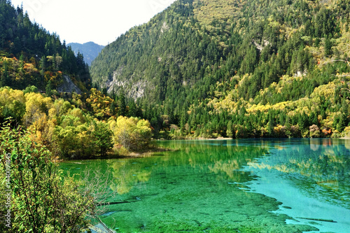  Travel in China Early morning at Jiuzhaigou scenic spot, Sichuan province, China.