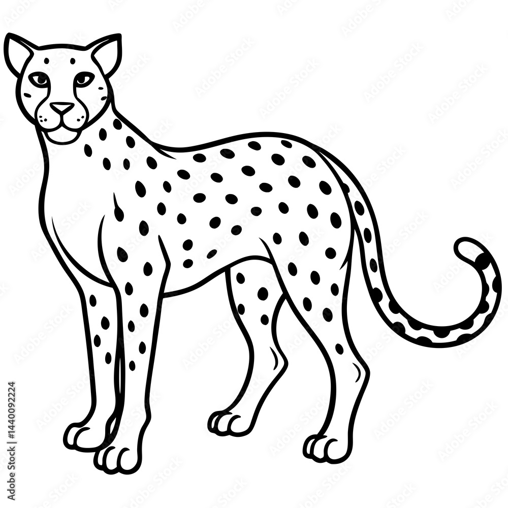 Fototapeta premium Modern Cheetah Vector Line Drawing