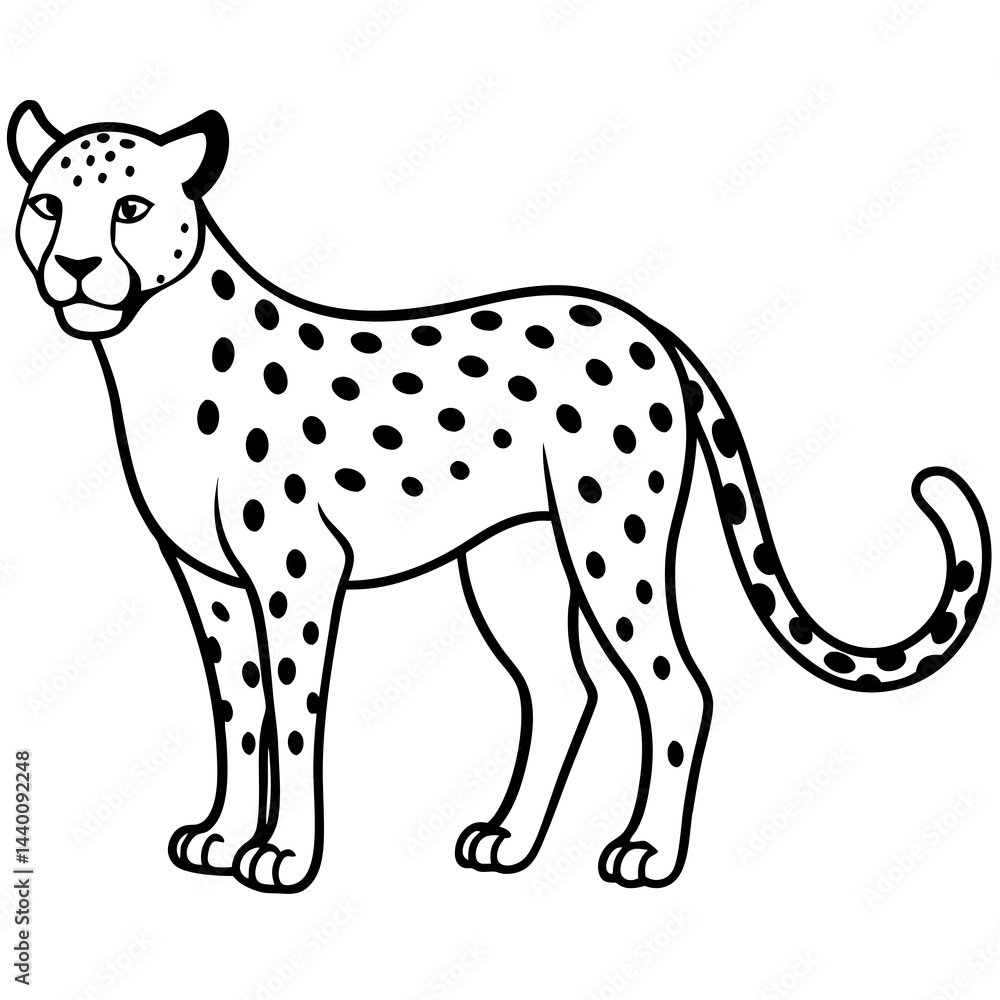 Fototapeta premium Modern Cheetah Vector Line Drawing