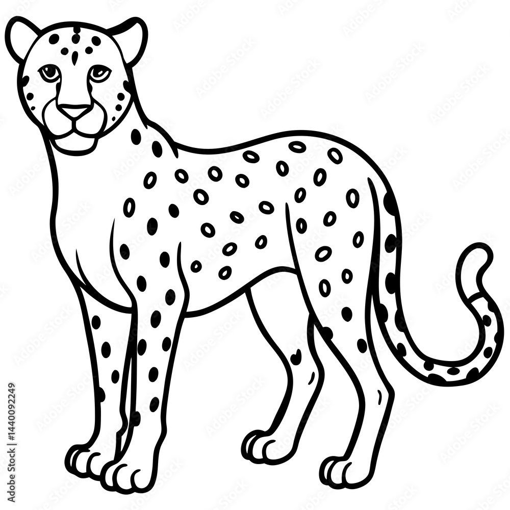 Modern Cheetah Vector Line Drawing Modern Cheetah Vector Line Drawing