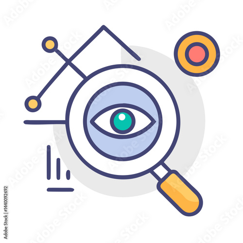 Data Analysis and Vision: Magnifying Glass with Eye Icon for Insights