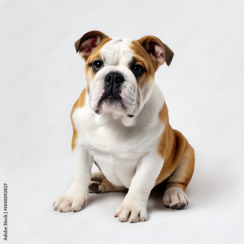 Sitting bulldog puppy portrait isolated on white background Sitting bulldog puppy portrait isolated on white background