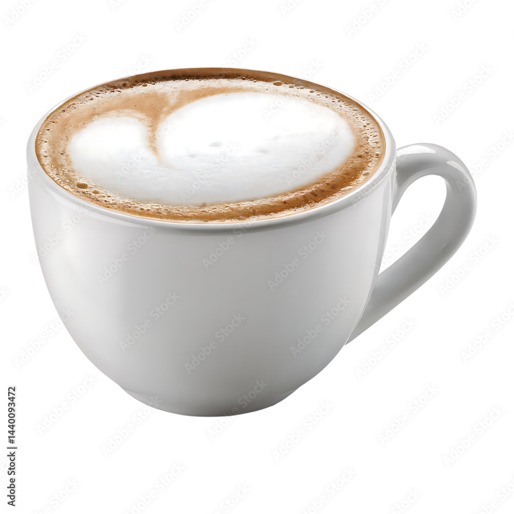 Full of white coffee cup isolated on transparent background