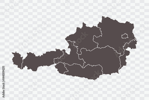 Austria Map Minimalist High-Quality PNG Ash Color on Transparent Background Perfect for presentations infographics educational materials and graphic design projects