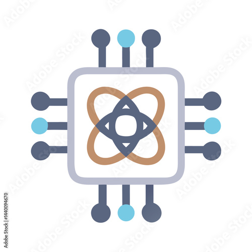 Quantum Computing Processor Core Icon Isolated on Black Background