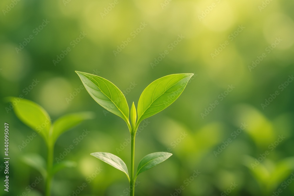 Young green plant seedling with fresh leaves growing in nature with sunlight Young green plant seedling with fresh leaves growing in nature with sunlight