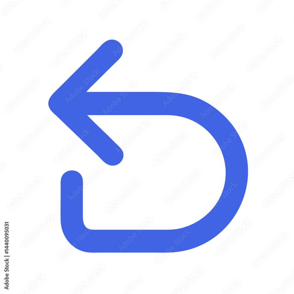 Blue Undo Arrow Icon on Black Background for Website or App Blue Undo Arrow Icon on Black Background for Website or App