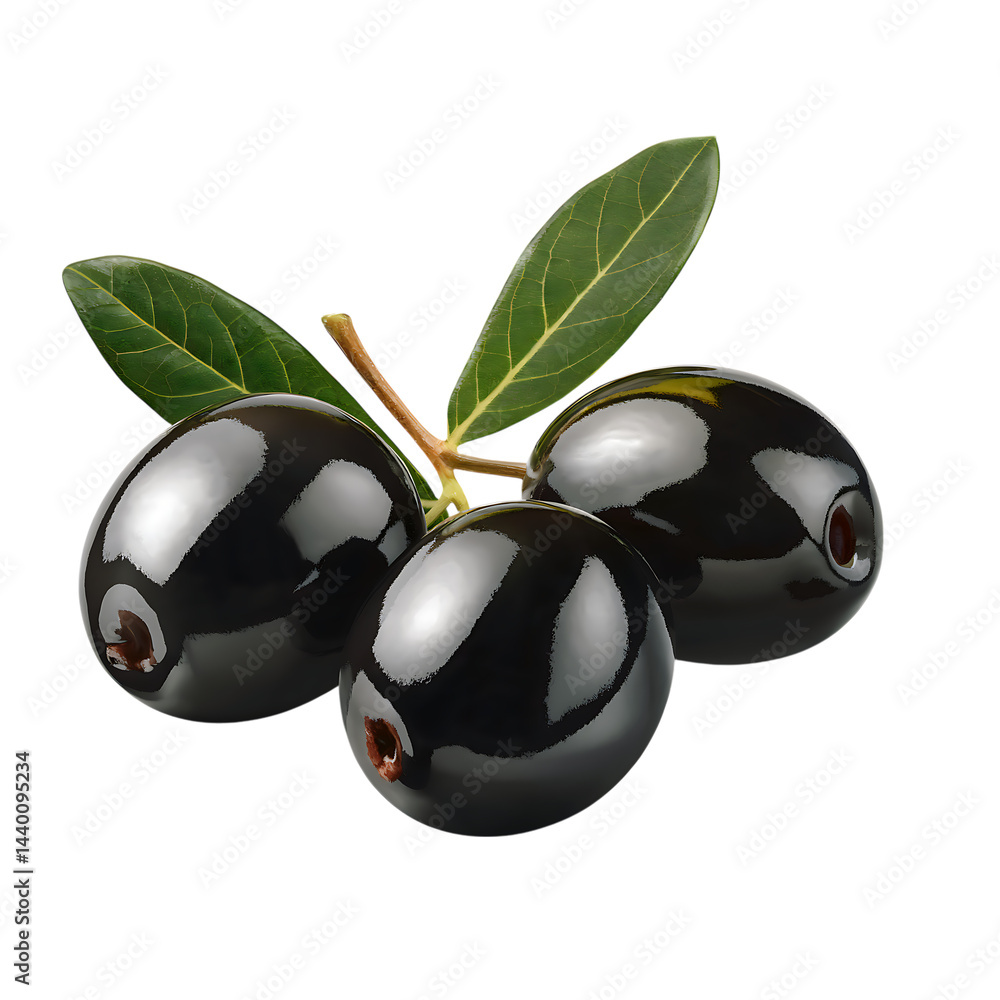 Black cherry isolated on transparent background