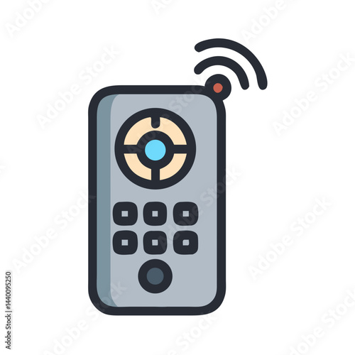 Wireless Remote Control Icon with Buttons and Wifi Symbol Design