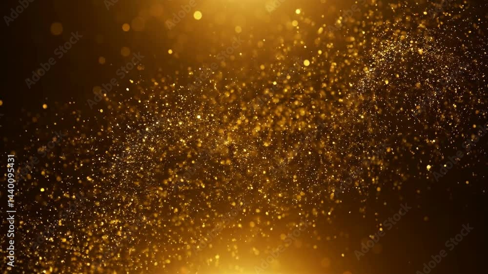 Glittering golden particles in motion on a warm background Glittering golden particles in motion on a warm background
