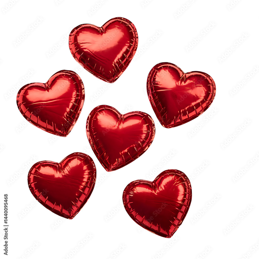 Red heart balloon isolated on transparent background
