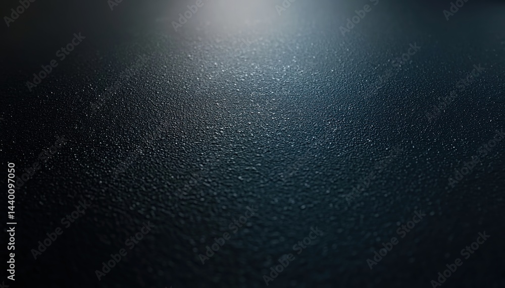Obraz premium Wet dark ground with water droplets illuminated by dual overhead light beams.