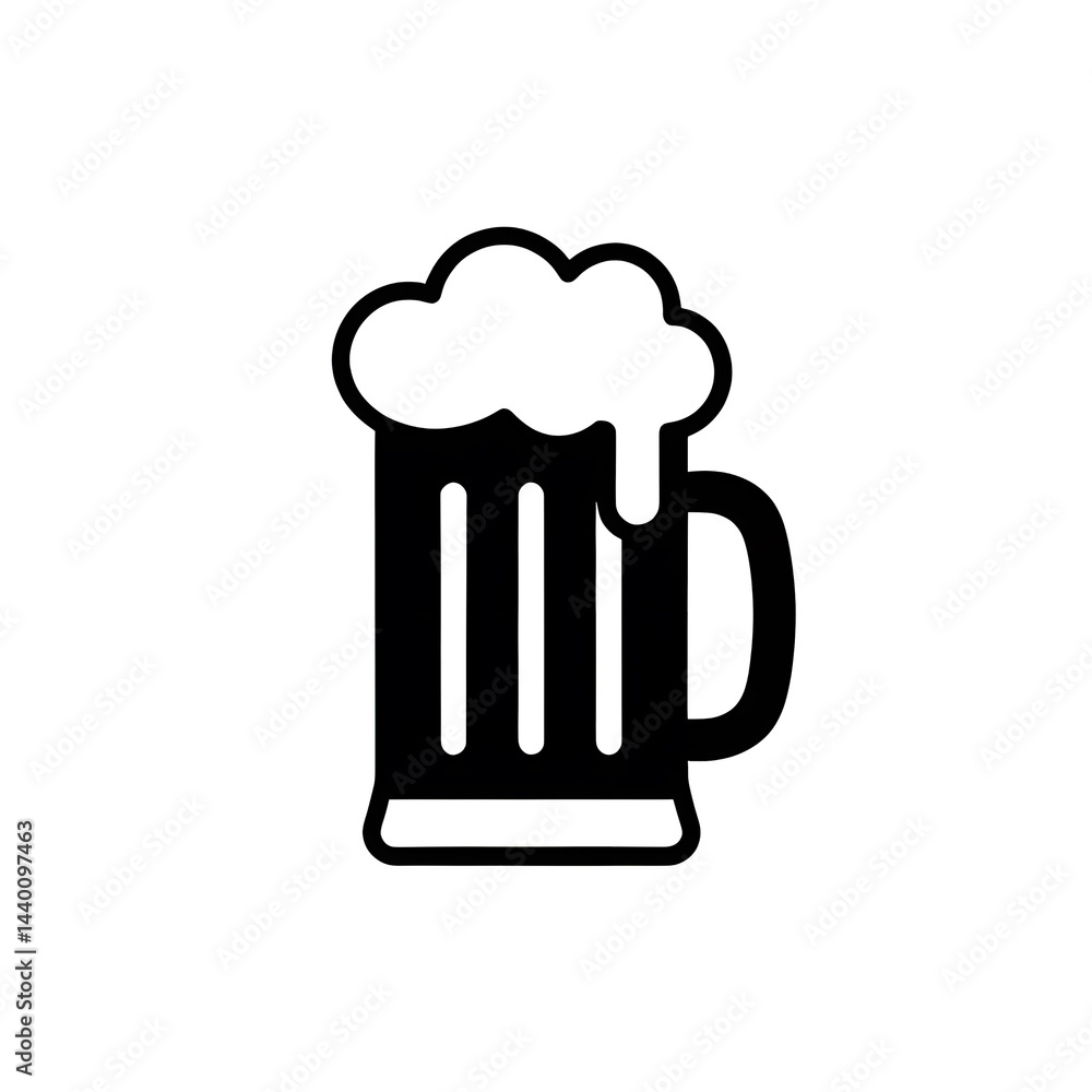 black beer stein mug with foam, isolated white background icon, logo black beer stein mug with foam, isolated white background icon, logo