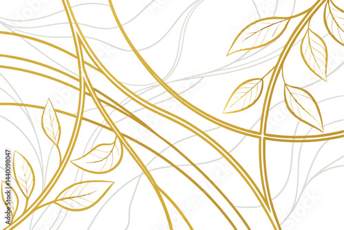 Elegant golden leaf and line art background for luxurious design projects