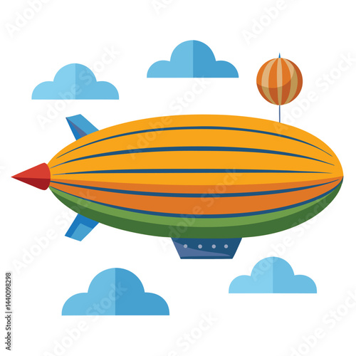 Airship set icon isolated on white background