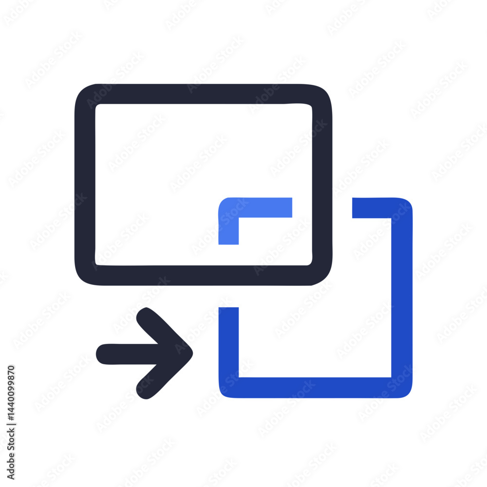Data Migration Icon: Transferring Information Between Systems with Arrow Indicator Data Migration Icon: Transferring Information Between Systems with Arrow Indicator