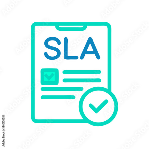 SLA Agreement Complete: Icon Depicting Service Level Achievement with Checkmark