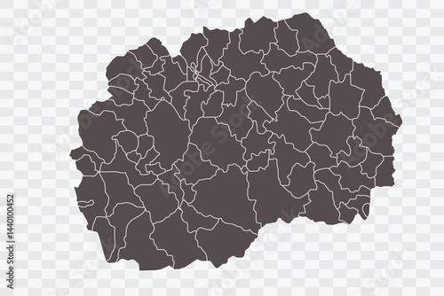 Macedonia Map Minimalist  High-Quality PNG  Ash Color on Transparent Background Perfect for presentations infographics educational materials and graphic design projects