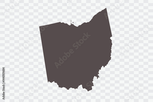 OHIO Map Minimalist  High-Quality PNG  Ash Color on Transparent Background Perfect for presentations infographics educational materials and graphic design projects