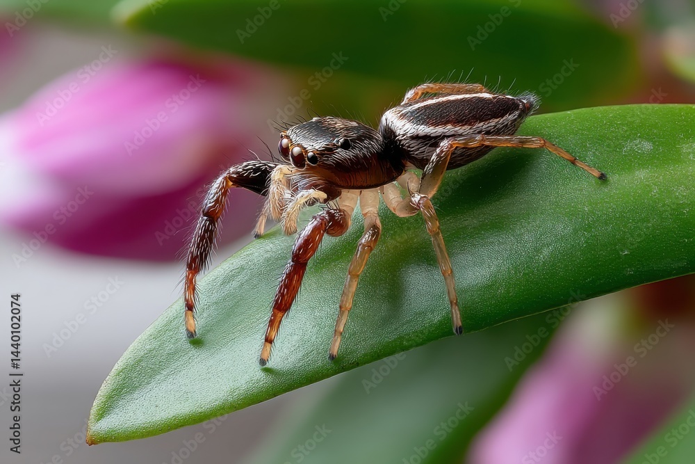 The fascinating close-up of a spider on a green leaf showcases its fine features and the beauty of nature, allowing an intimate look into the world of arachnids. The fascinating close-up of a spider on a green leaf showcases its fine features and the beauty of nature, allowing an intimate look into the world of arachnids.