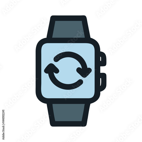 Smartwatch Sync Icon, Wireless Connection and Data Transfer Technology Concept