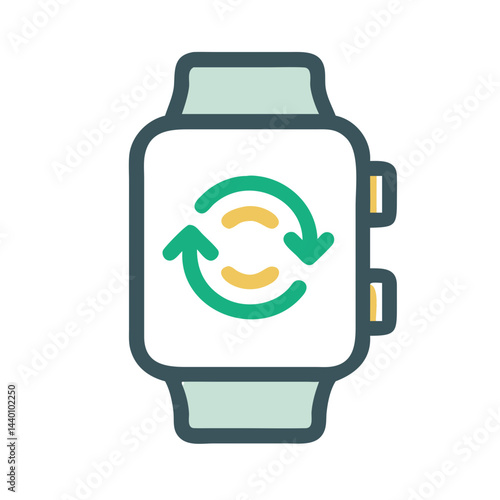 Smartwatch Synchronization Icon - Data Update, Sync, Mobile Technology