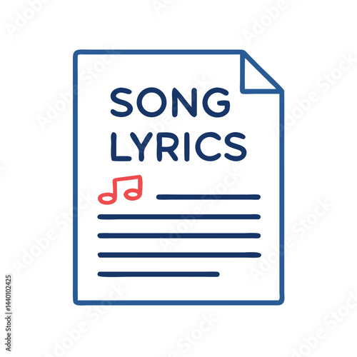 Minimalist Song Lyrics Sheet Icon, Music Notes and Songwriting Concept