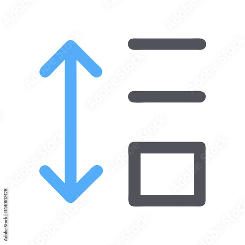 Filter and Sort Icon with Up Down Arrows and Lines on Black Background