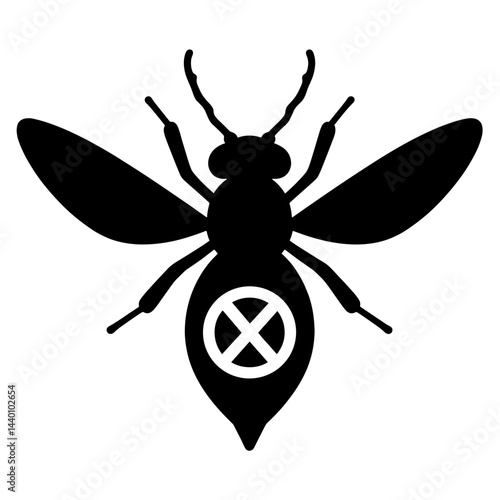 Silhouette of fly icon inside “No” symbol, summer insect control