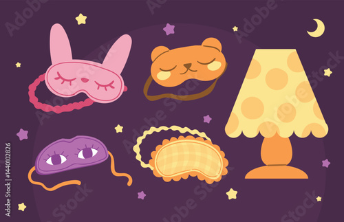 Cute Pajama Sleep Eye Mask Party Illustration