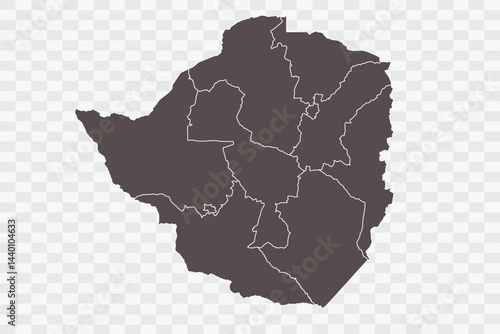 Zimbabwe Map Minimalist  High-Quality PNG  Ash Color on Transparent Background Perfect for presentations infographics educational materials and graphic design projects