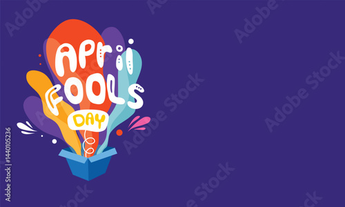 April Fools typography with character flying out